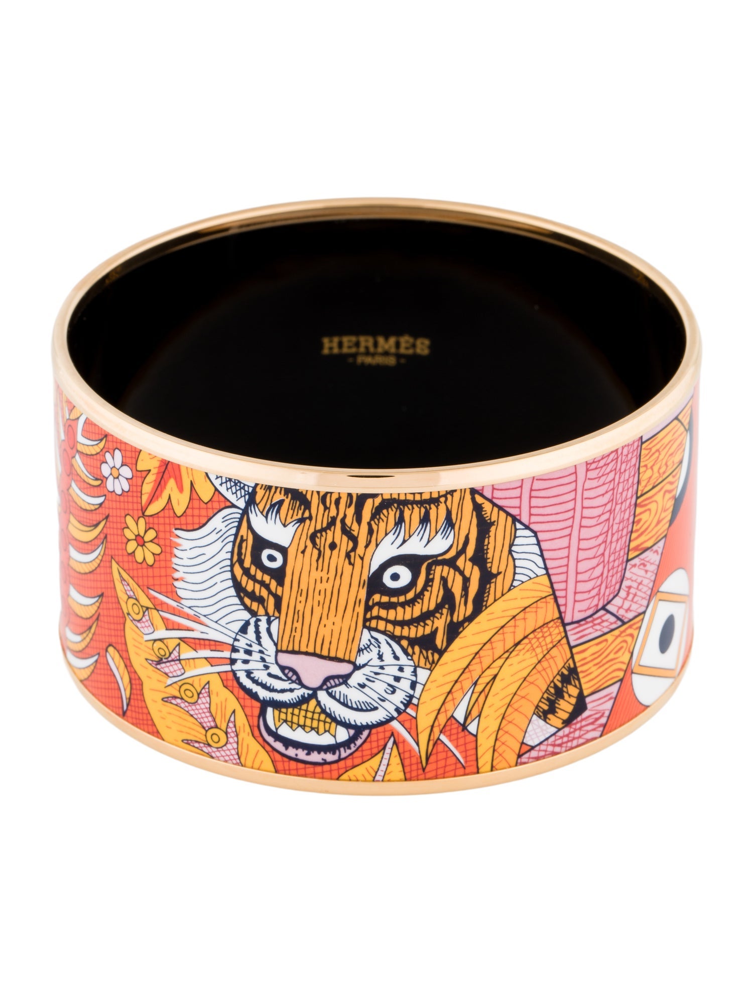 Hermès Extra Wide Animal Printed Enamel Bangle Bracelet