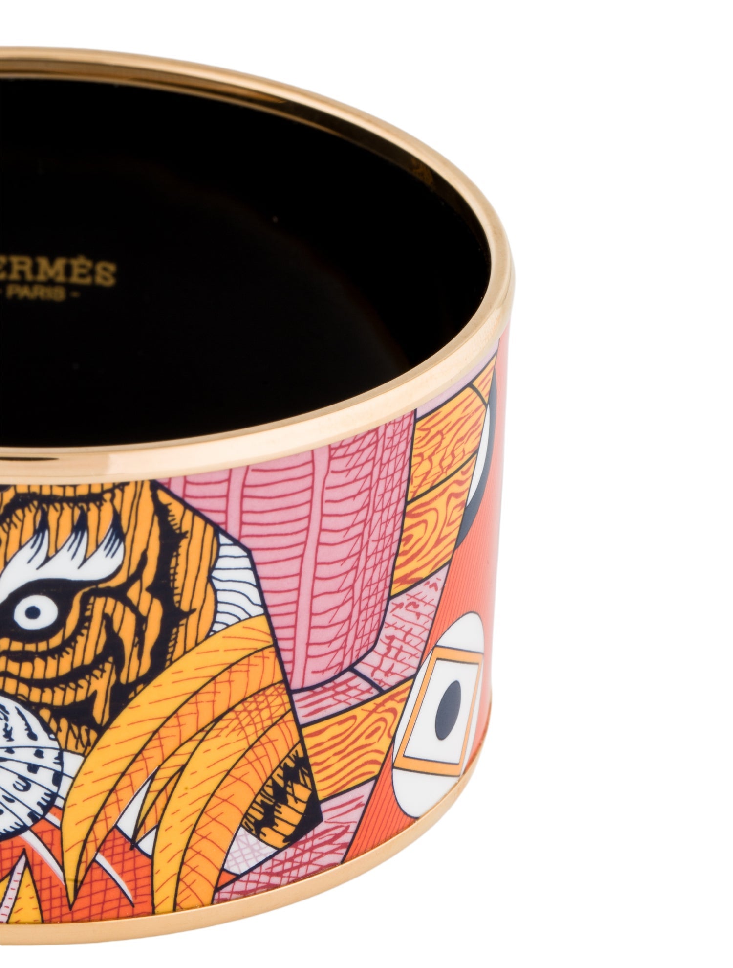 Hermès Extra Wide Animal Printed Enamel Bangle Bracelet