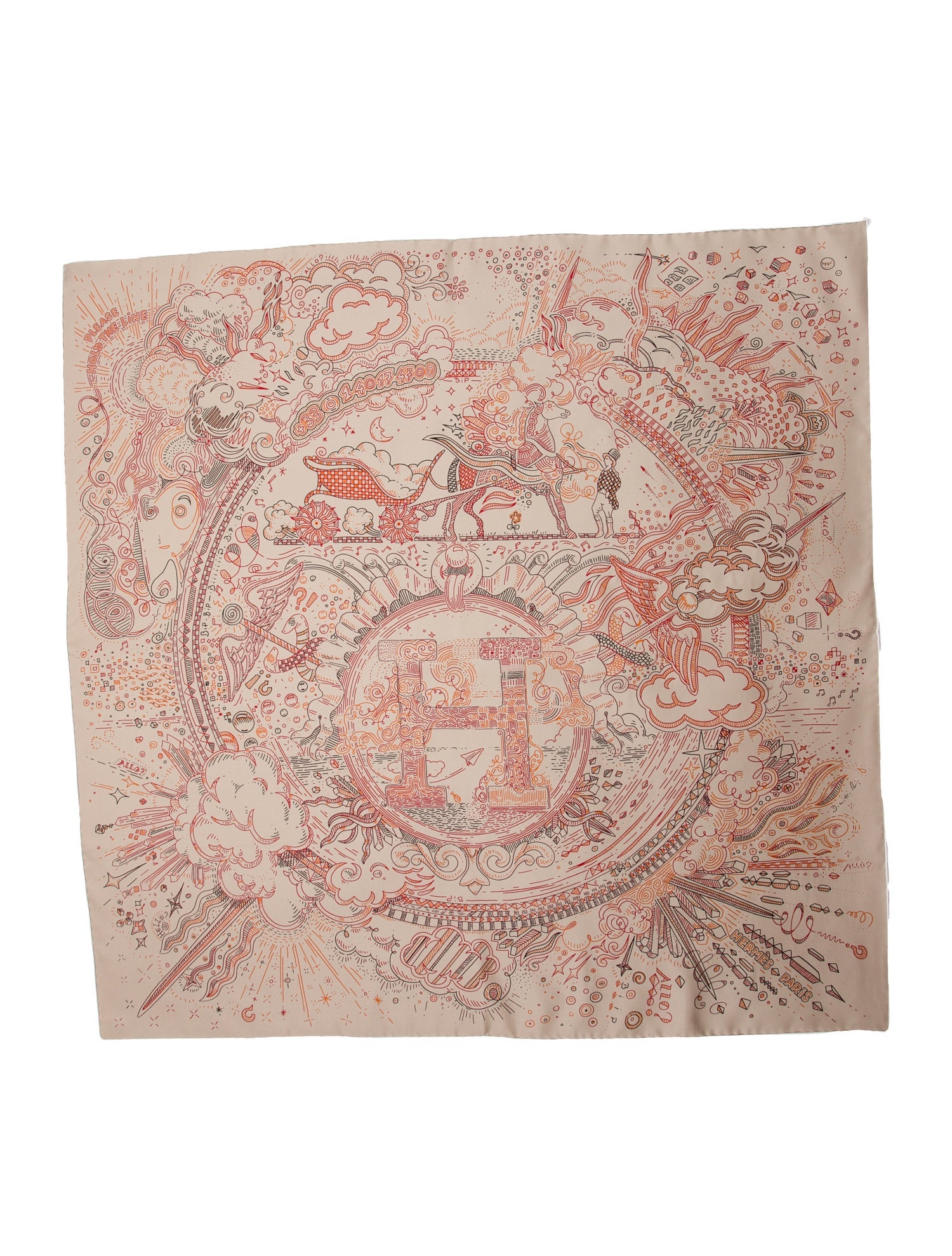 Hermès Please Hold The Line Silk Scarf w/ Tags