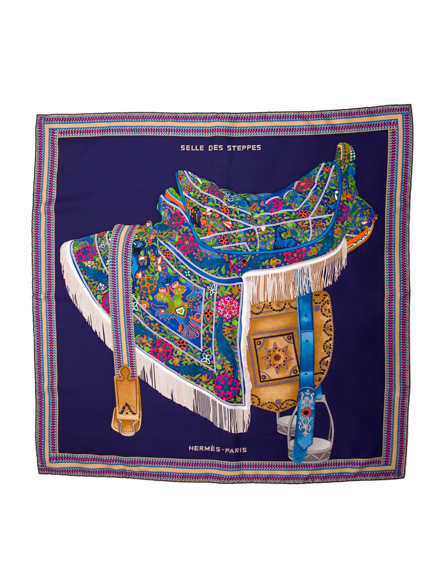 Hermès Selle Des Steppes Silk Scarf