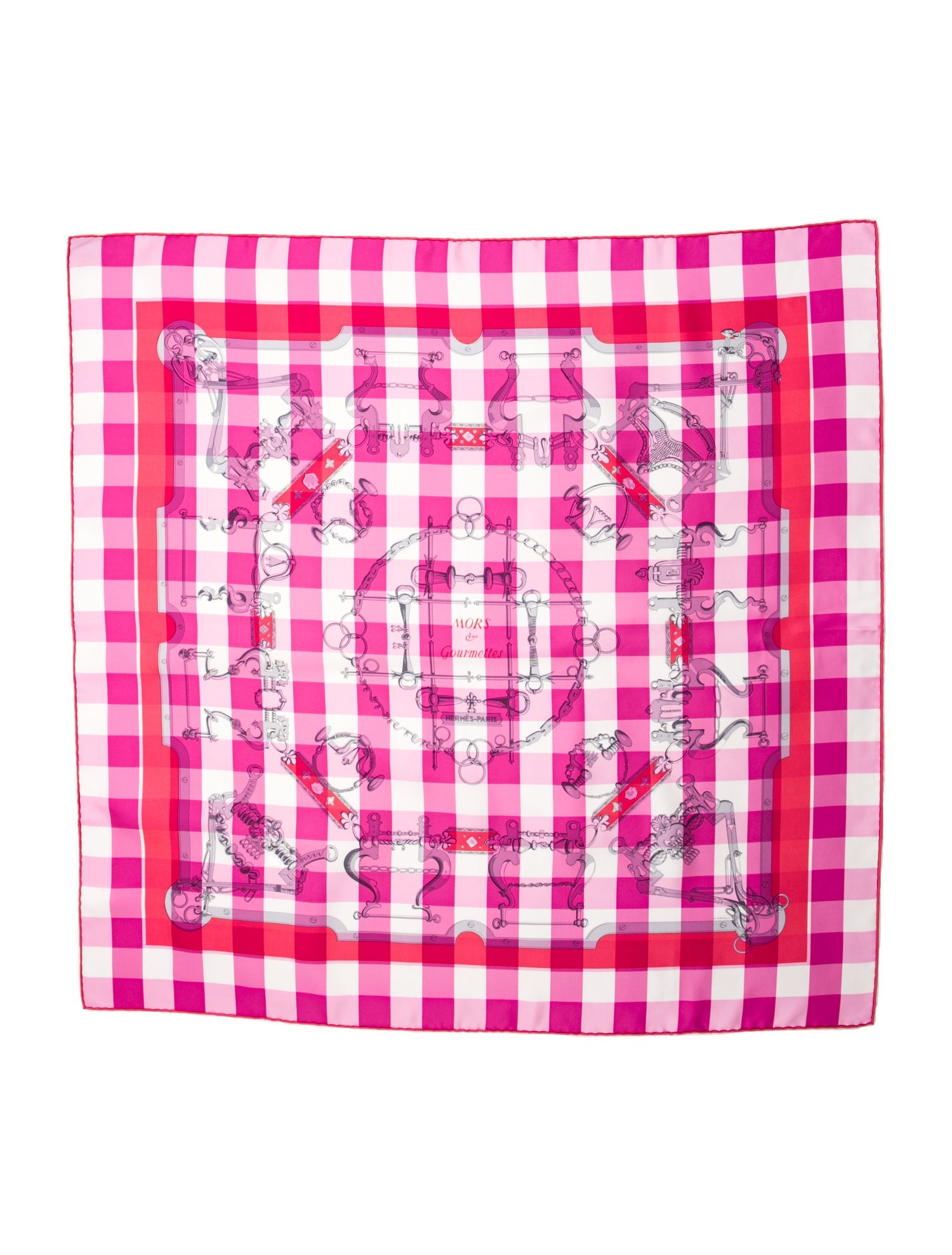 Hermès Mors et Gourmettes Vichy Silk Scarf