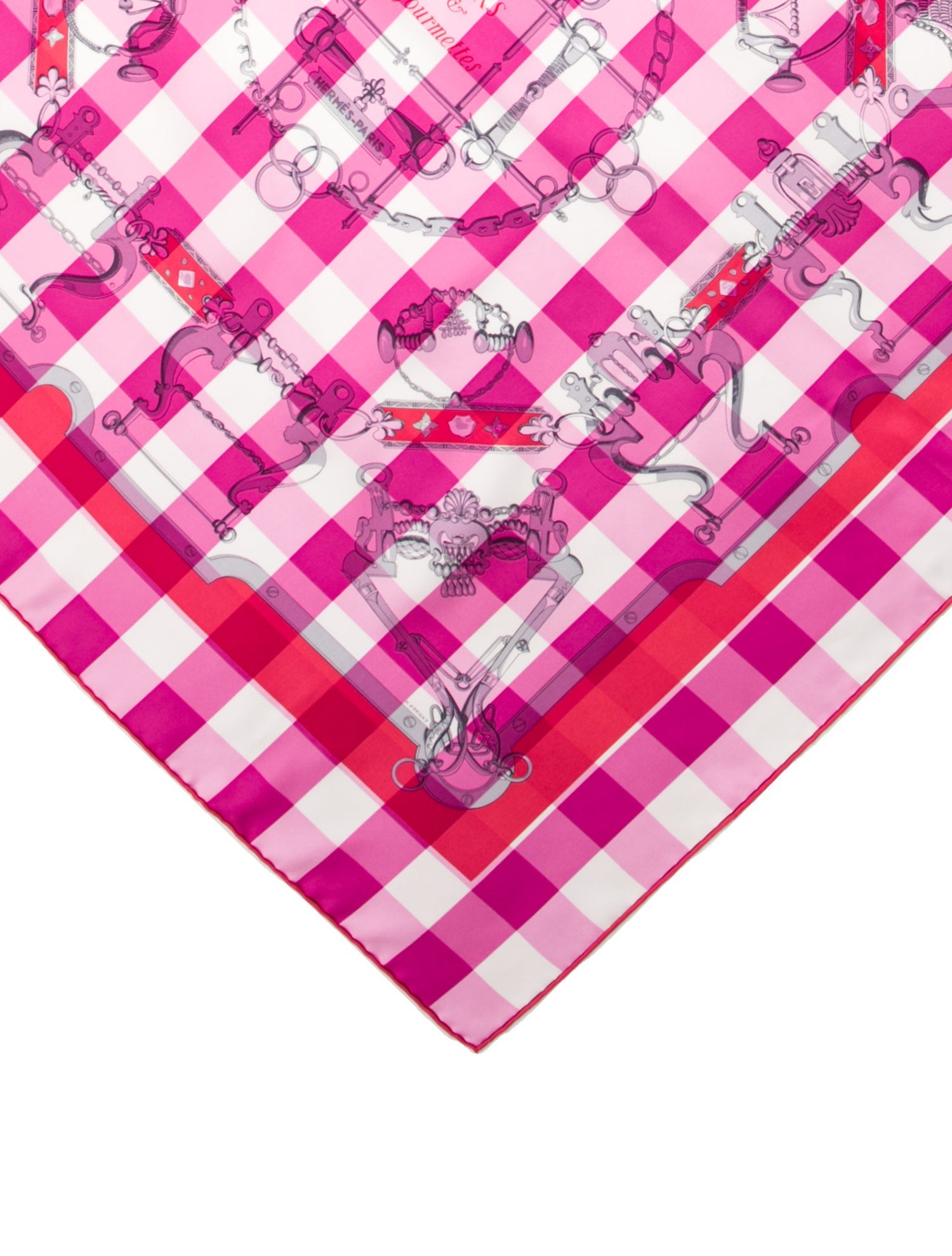 Hermès Mors et Gourmettes Vichy Silk Scarf