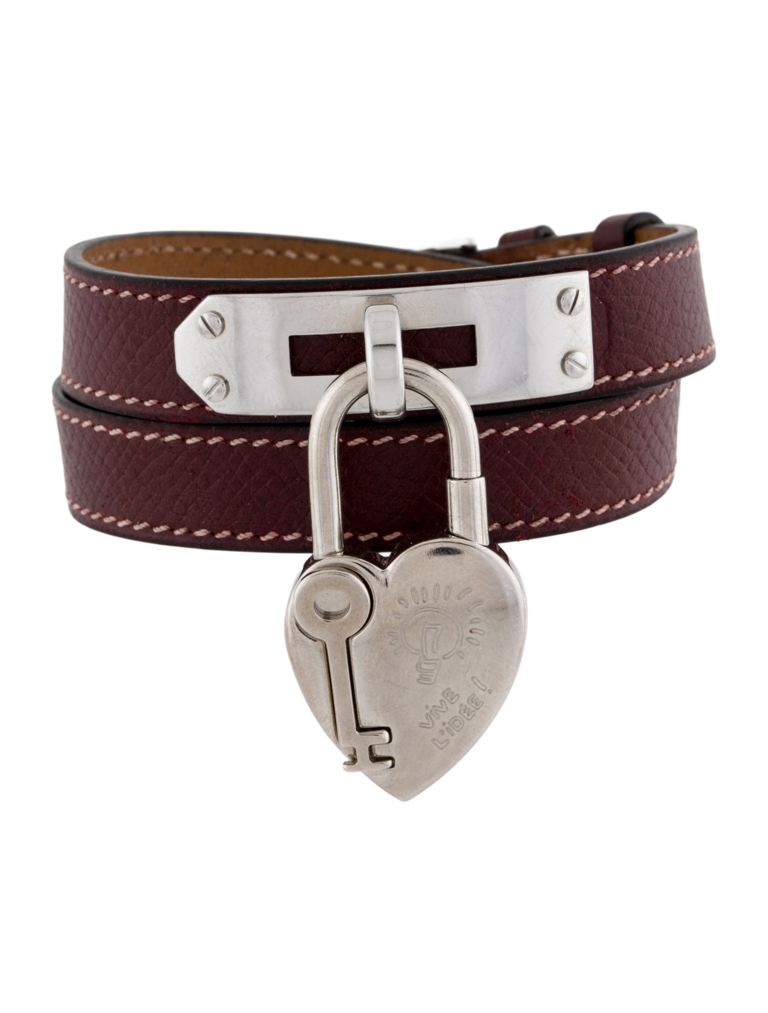 Hermès Leather Heart Charm Bracelet