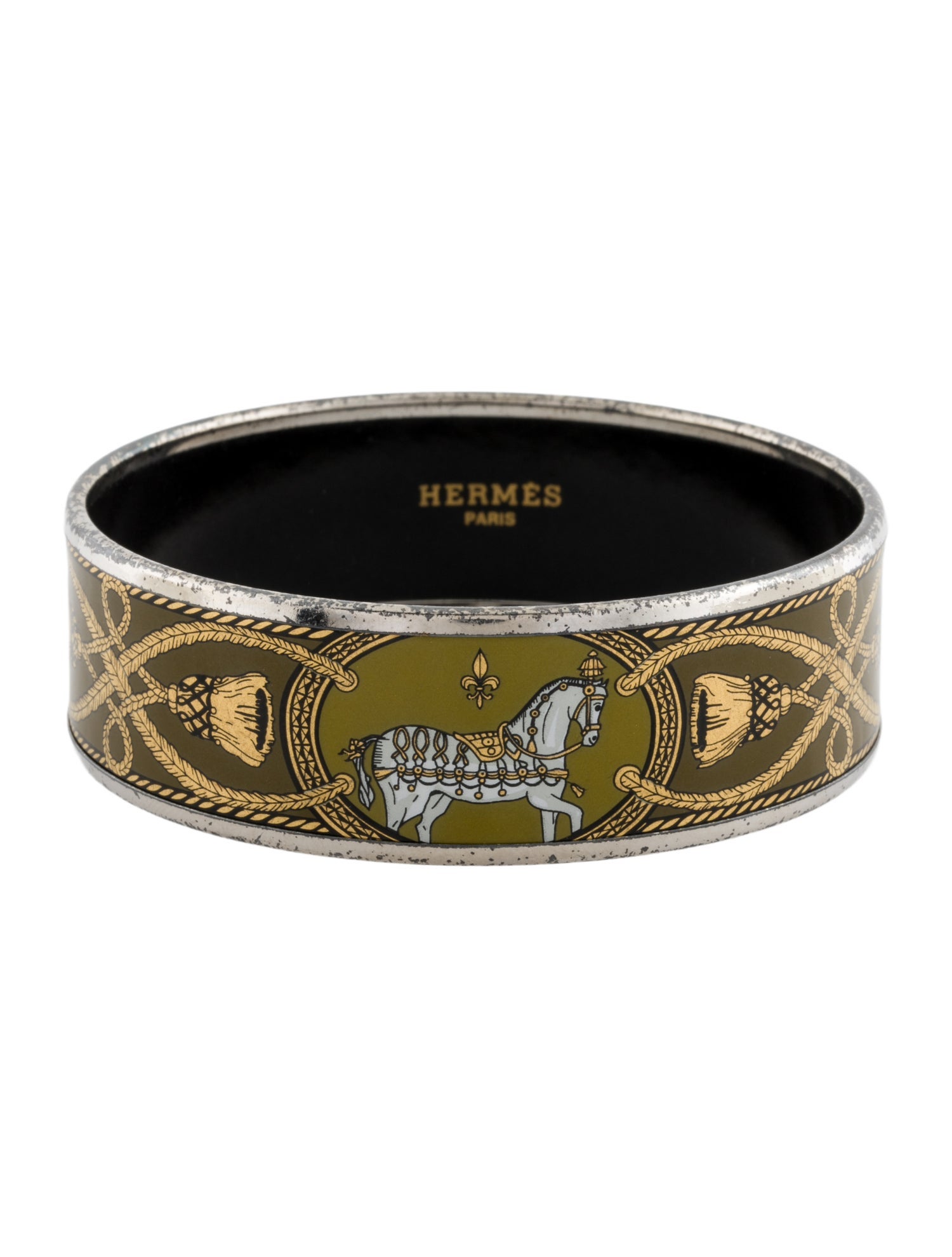 Hermès Wide Enamel Bangle Bracelet