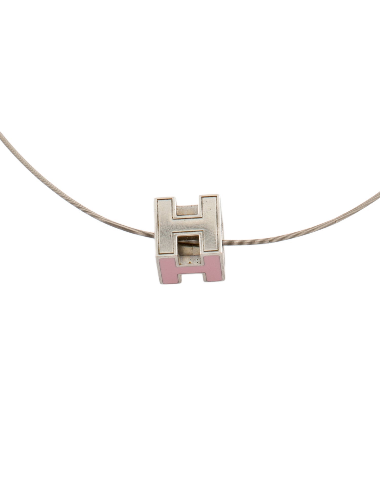 Hermès Lacquered Cage d'H Pendant Necklace
