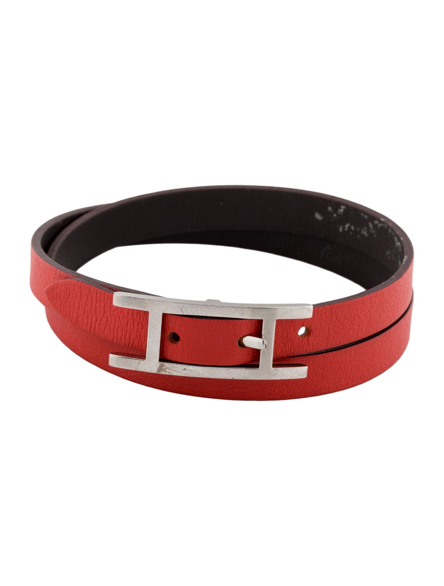 Hermès Leather Behapi Double Tour Reversible Wrap Bracelet