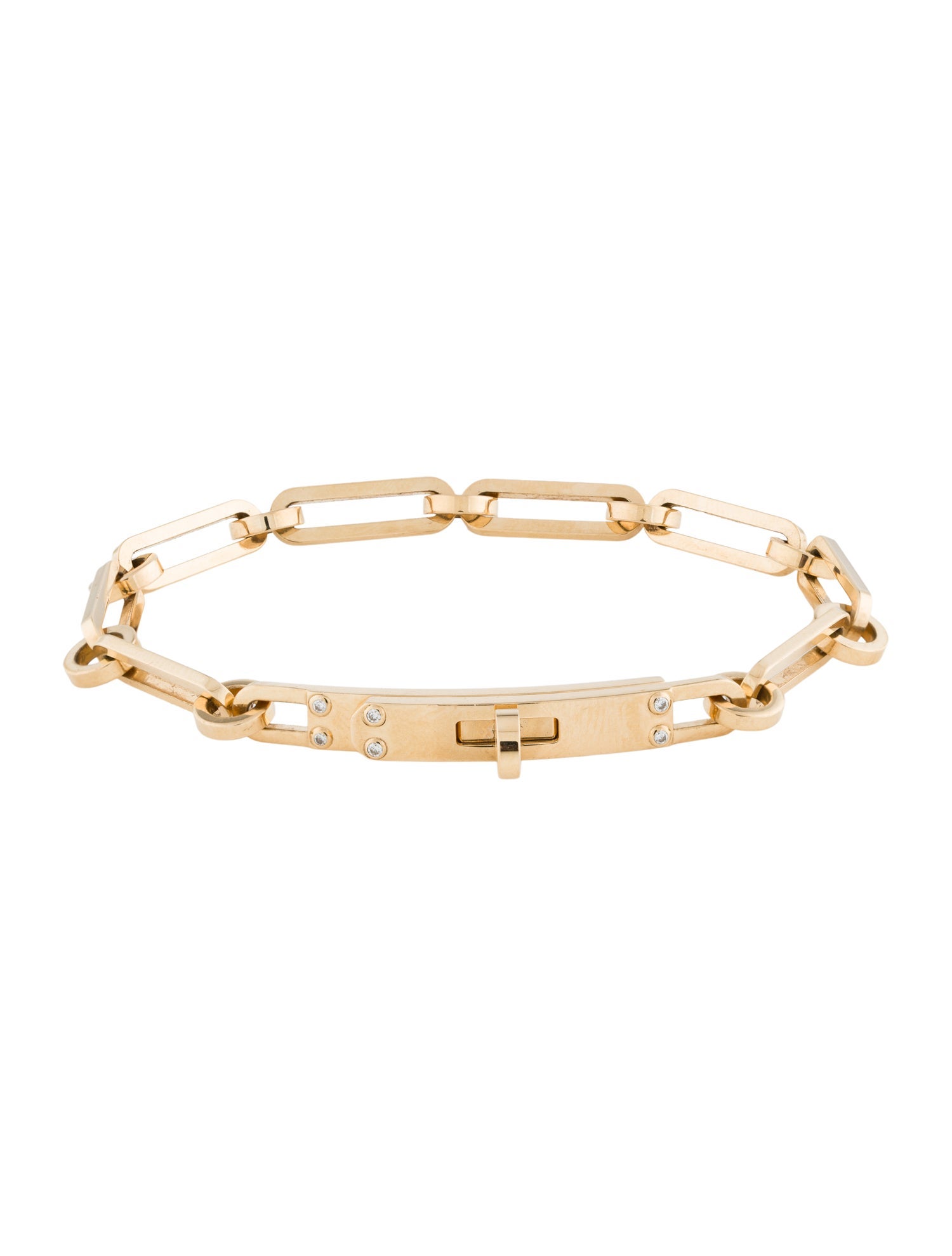 Hermès 18K Diamond Small Kelly Chaine Bracelet