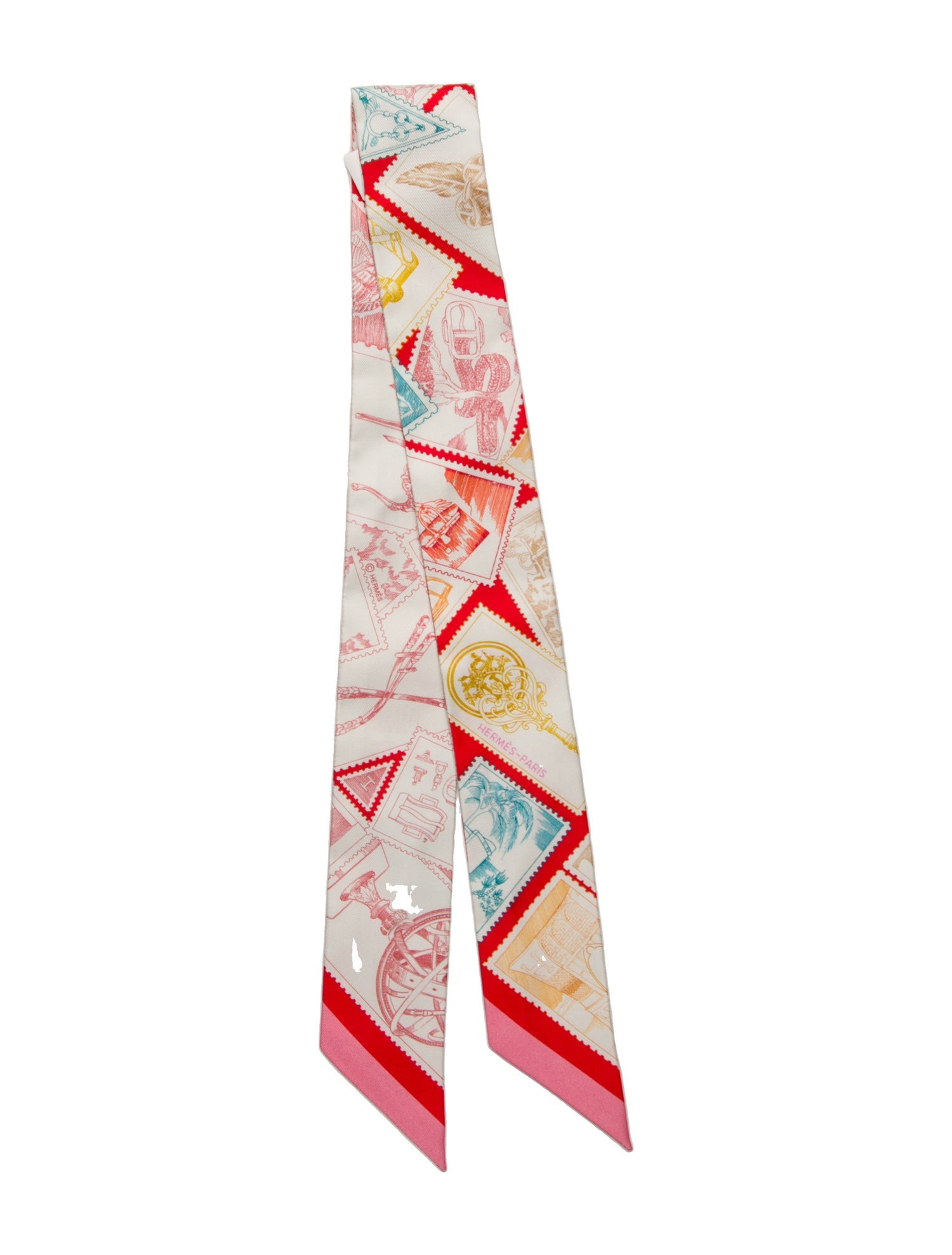 Hermès Le Philateliste du Faubourg Silk Twilly Scarf w/ Tags