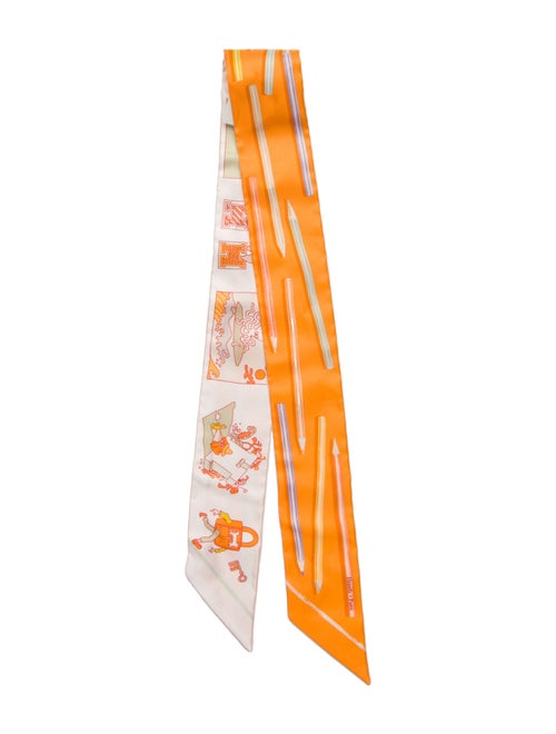 Hermès A Vos Crayons Silk Twilly Scarf