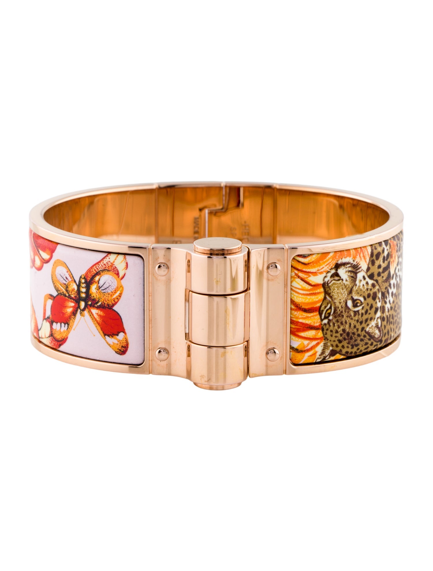 Hermès Equateur La Vie Wide Hinged Enamel Bangle Bracelet