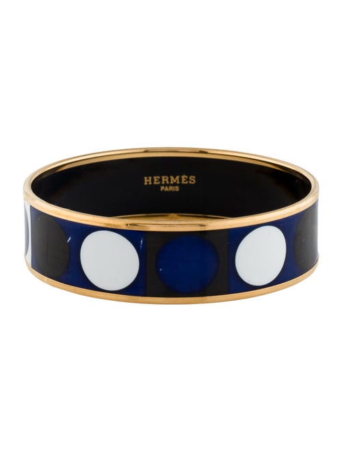 Hermès Vintage Deco Dot Wide Enamel Bangle Bracelet