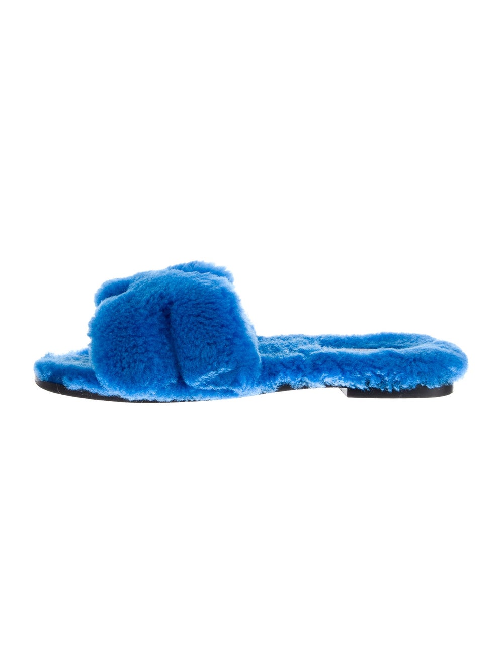 Hermès Oran Slides Blue Shearling - image 1