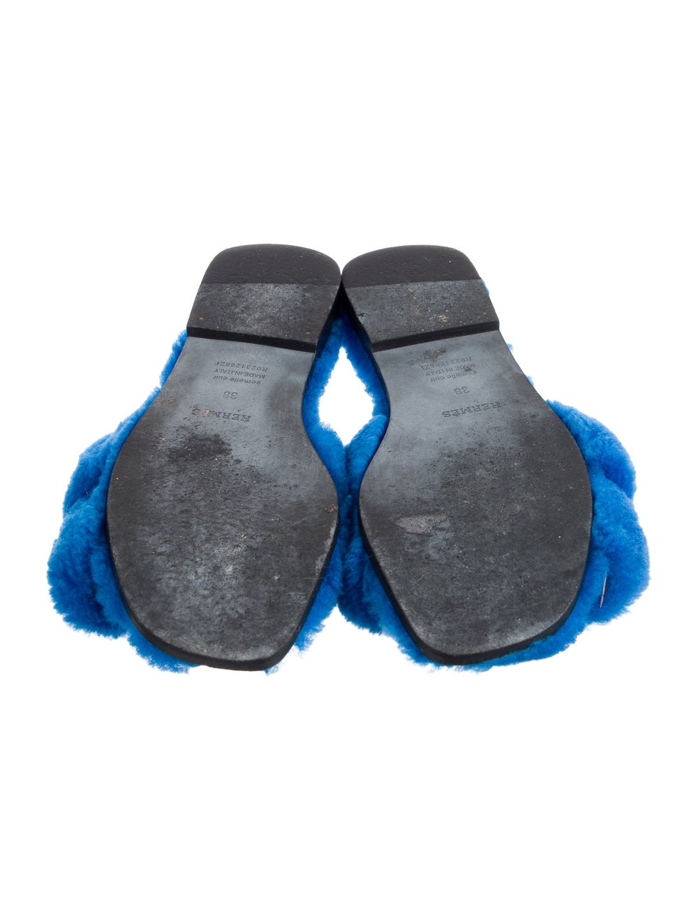 Hermès Oran Slides Blue Shearling - image 5