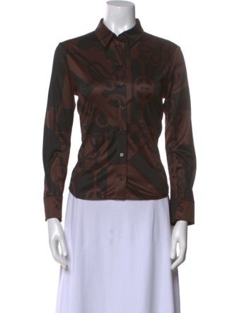 Hermès Silk Printed Button-Up Top