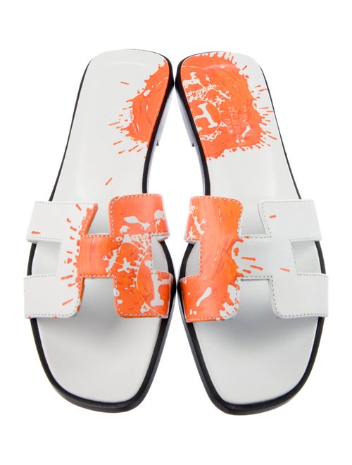 Hermès Oran Peinture Fraiche Calfskin Slides