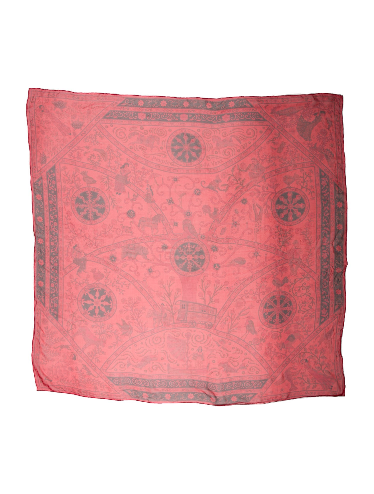 Hermès Peuple du Vent Mousseline Silk Shawl