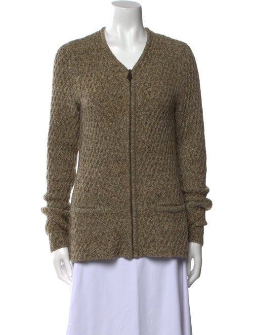 Hermès Cashmere V-Neck Button-Up Top