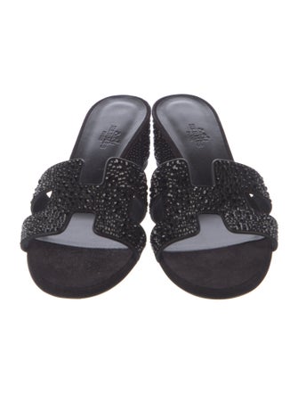 Hermès H Logo Suede Mules