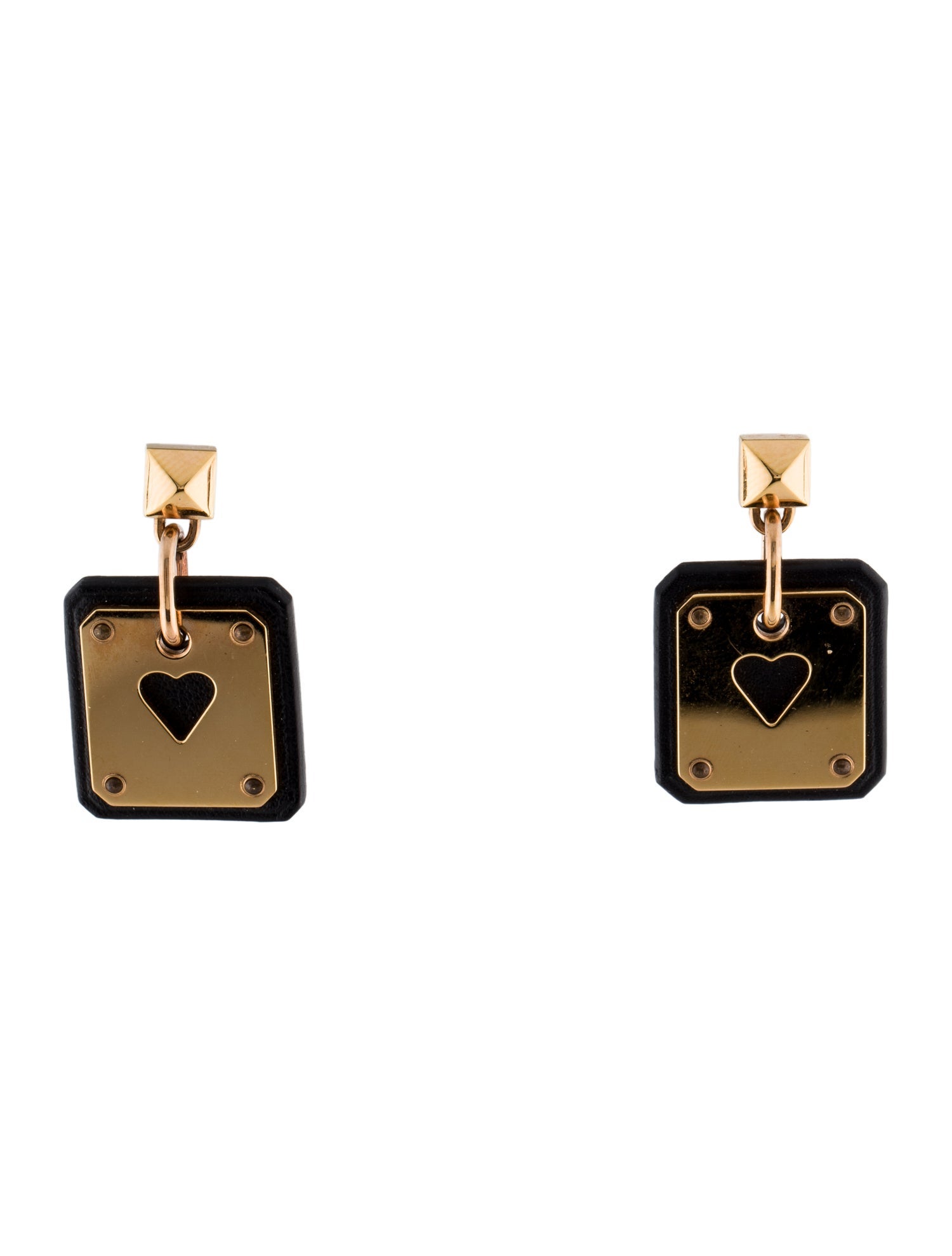 Hermès Leather As de Coeur Drop Earrings