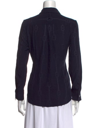 Hermès Silk Long Sleeve Button-Up Top