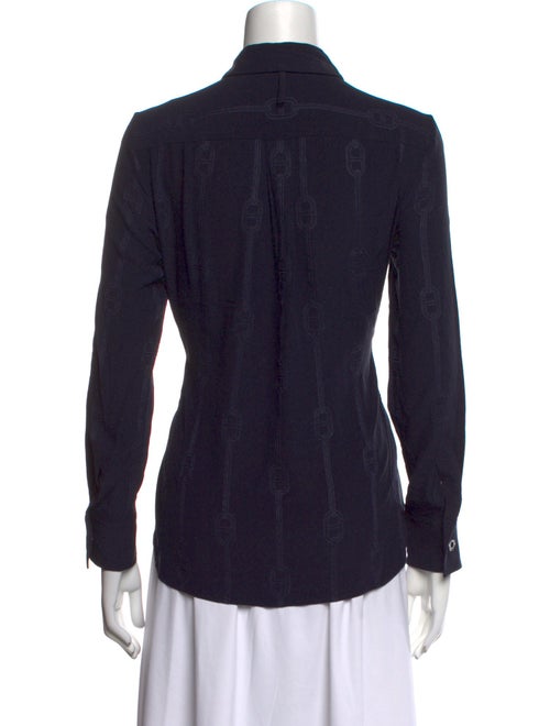 Hermès Silk Long Sleeve Button-Up Top