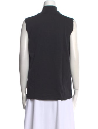 Hermès Mock Neck Sleeveless Button-Up Top