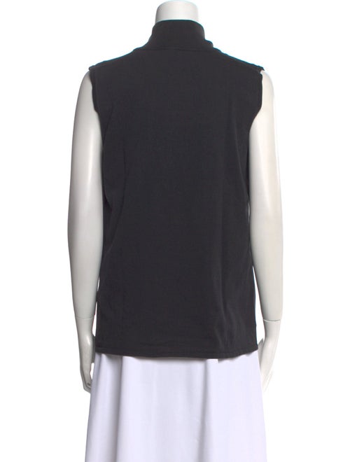 Hermès Mock Neck Sleeveless Button-Up Top
