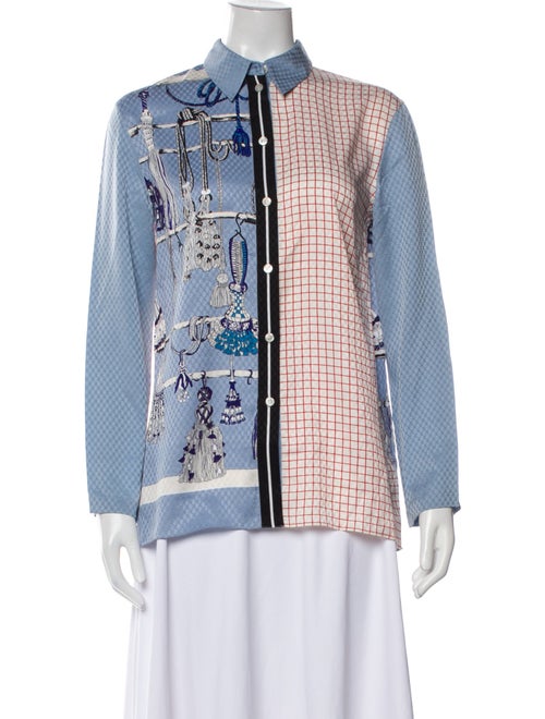 Hermès Silk Printed Button-Up Top