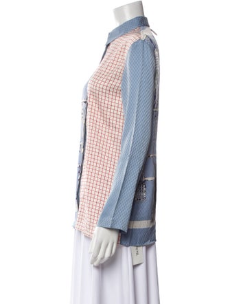 Hermès Silk Printed Button-Up Top