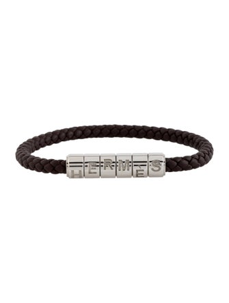 Hermès Leather Goliath Code Wrap Bracelet