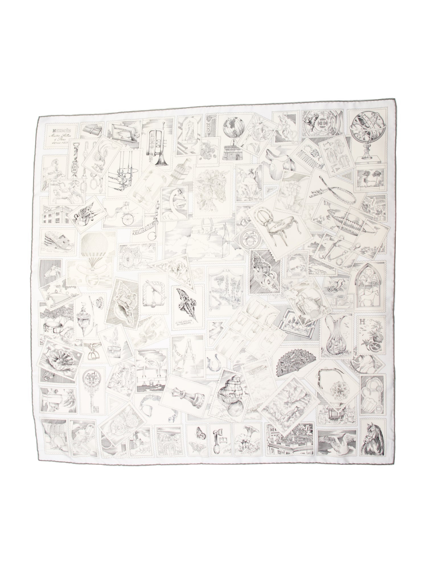 Hermès Le Philateliste du Faubourg Silk Scarf Silk Scarf