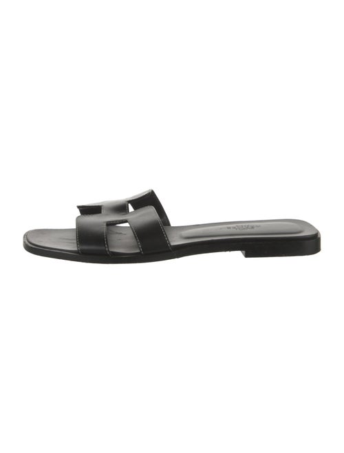 Hermès H Logo Leather Slides