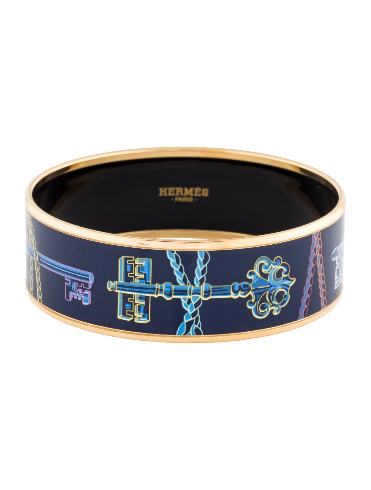 Hermès Wide Enamel Bangle Bracelet