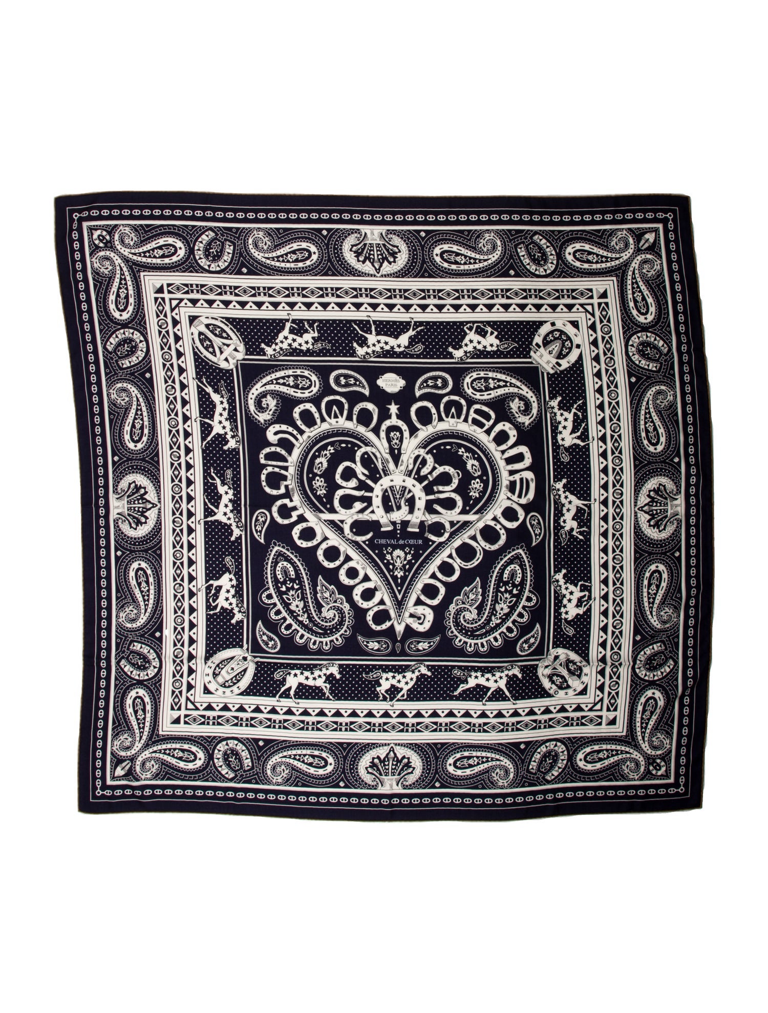 Hermès Cheval de Coeur Bandana Cashmere Shawl w/ Tags