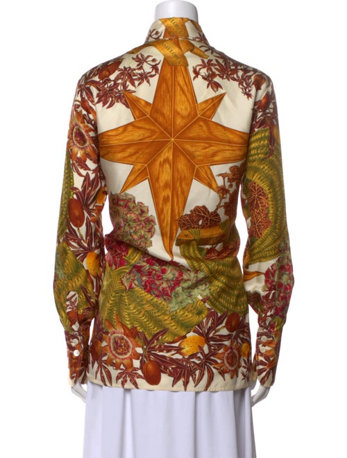 Hermès Silk Printed Button-Up Top