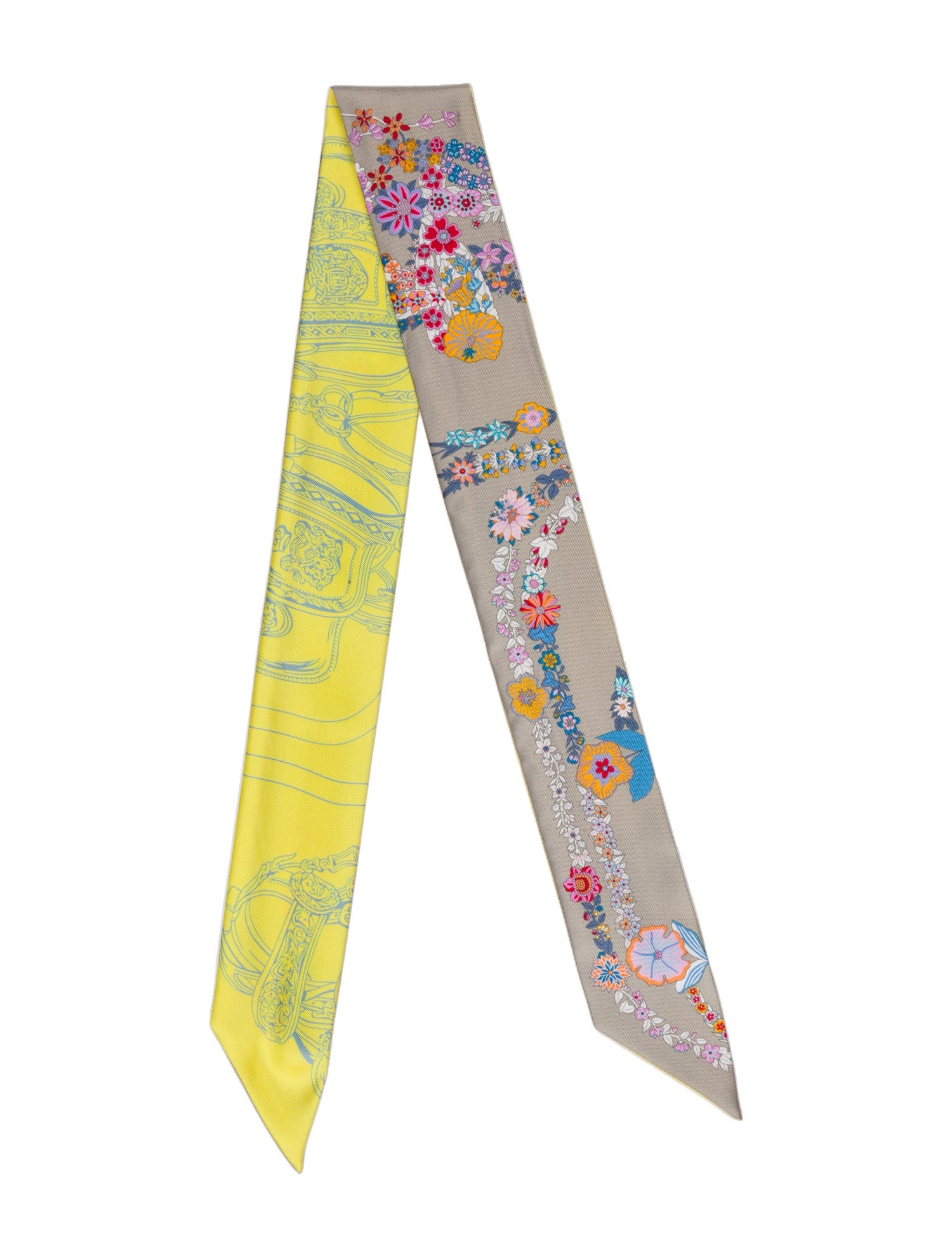 Hermès Brides de Gala en Fleurs Silk Twilly Scarf