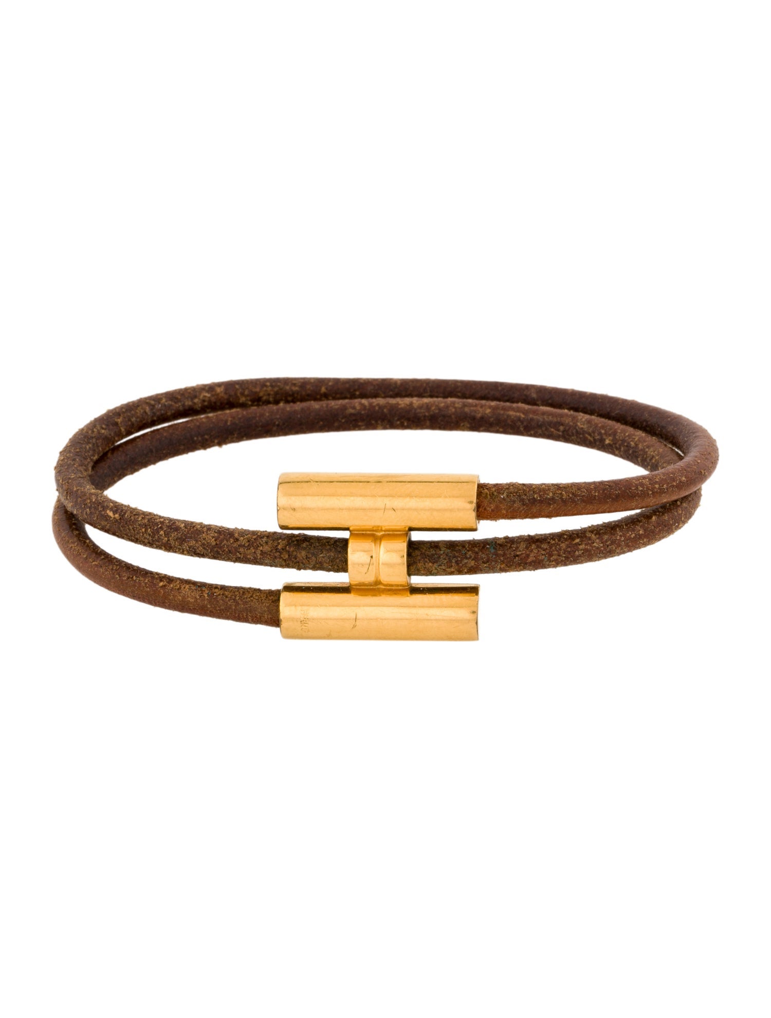 Hermès Vintage Leather Tournis Tresse Wrap Bracelet