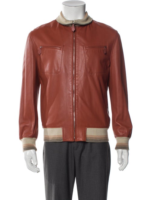 Hermès Lambskin Striped Moto Jacket