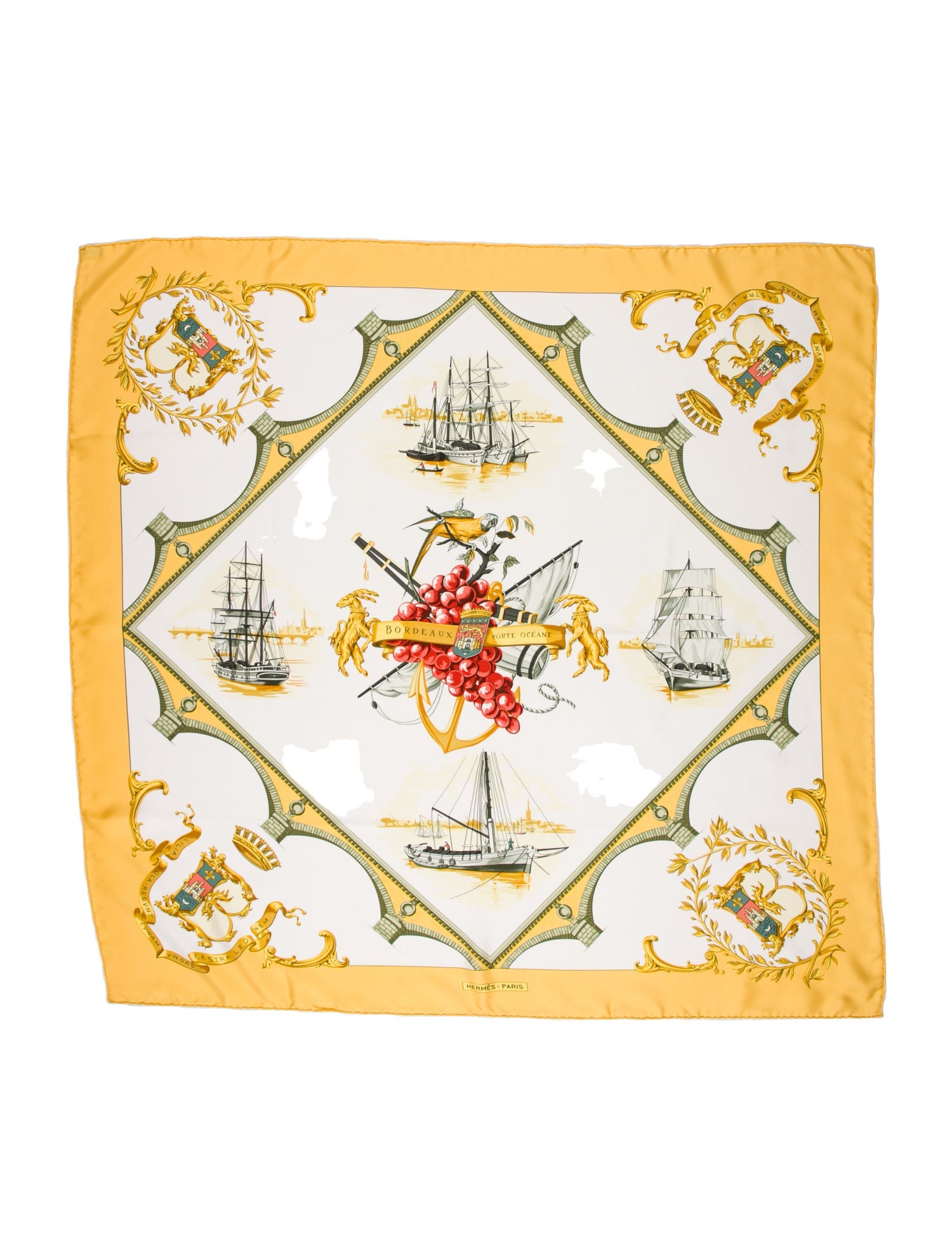 Hermès Bordeaux Porte Oceane Silk Scarf