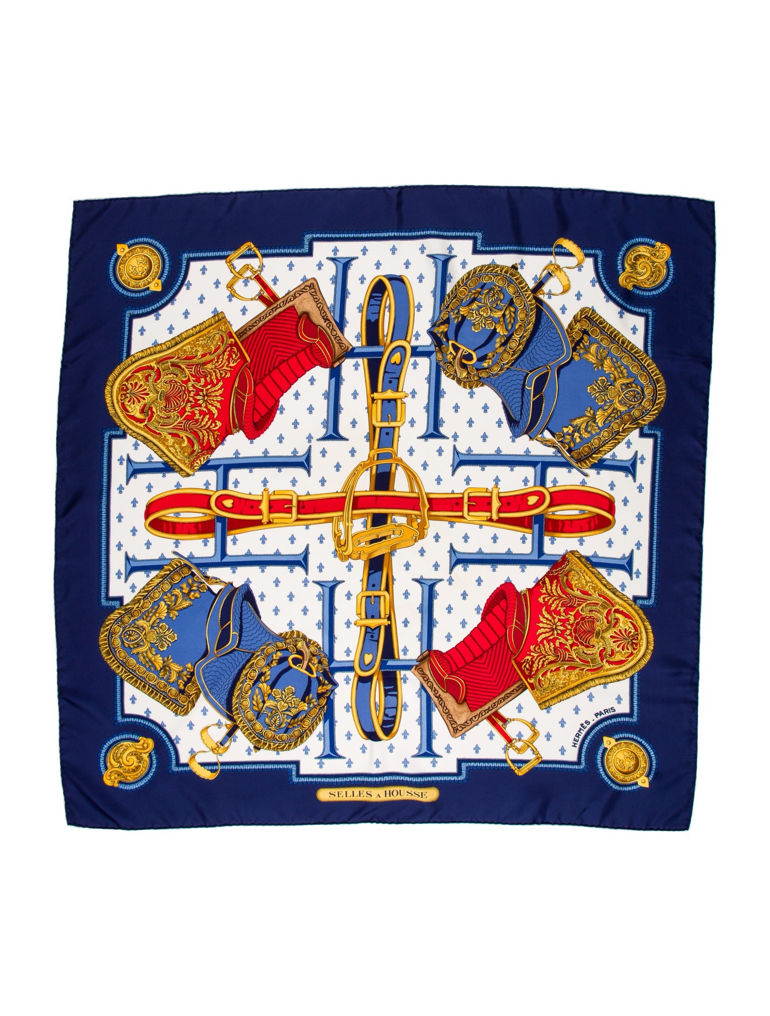 Hermès Selles A Housse Silk Scarf