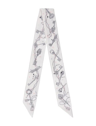 Hermès Les Cles A Pois Silk Twilly Scarf