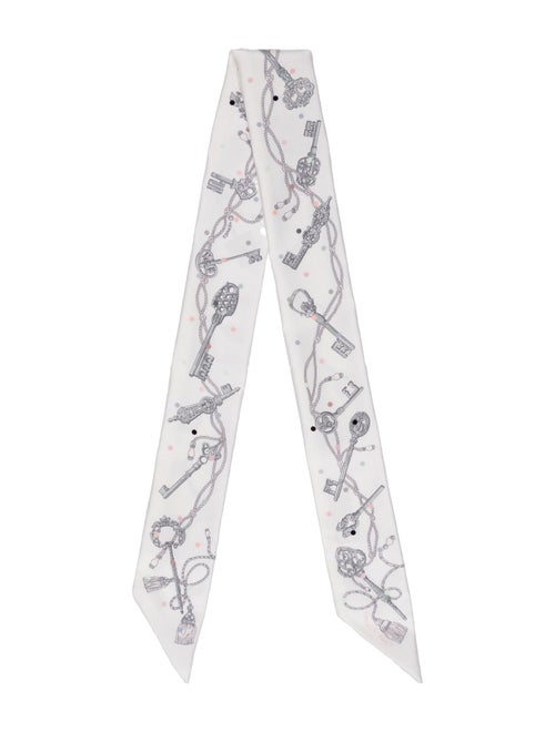 Hermès Les Cles A Pois Silk Twilly Scarf