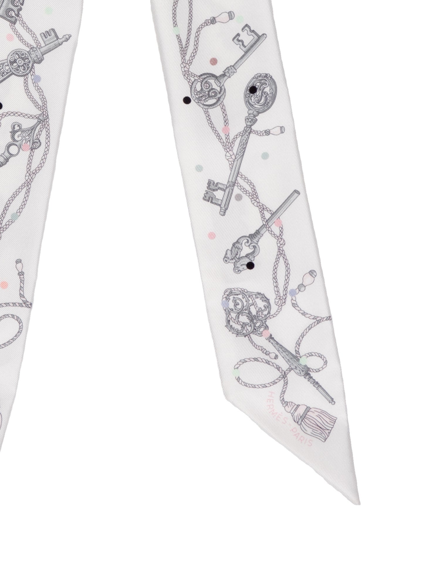 Hermès Les Cles A Pois Silk Twilly Scarf