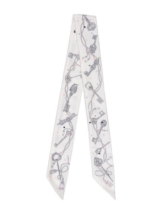 Hermès Les Cles A Pois Silk Twilly Scarf