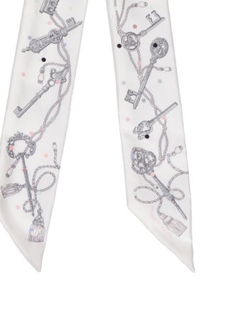 Hermès Les Cles A Pois Silk Twilly Scarf