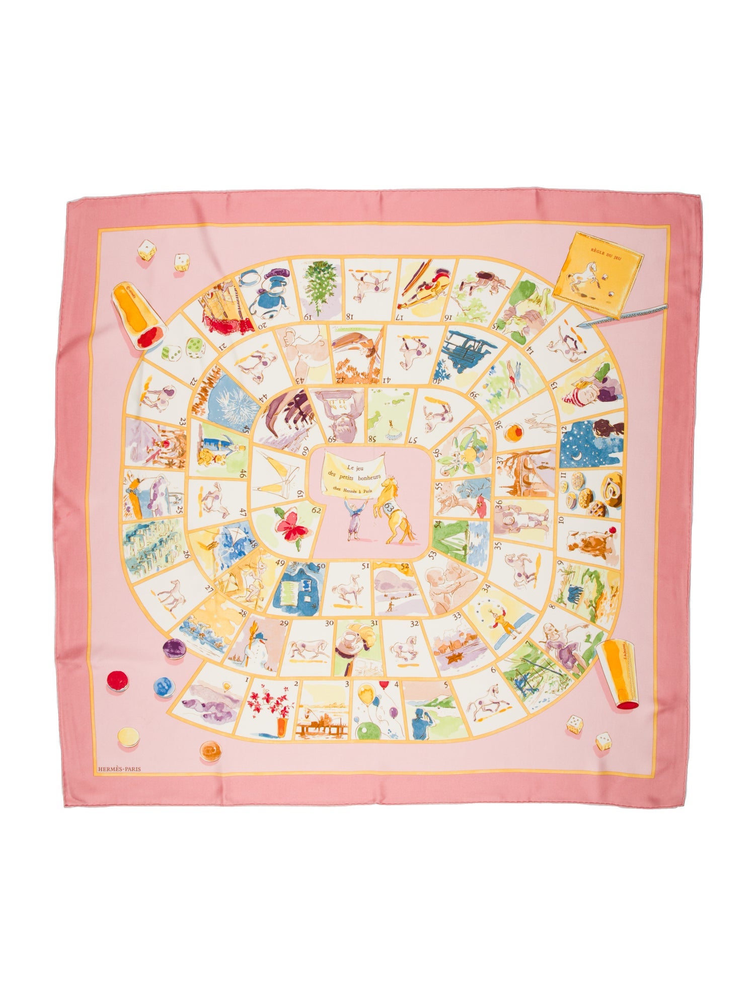 Hermès Le Jeu des Petits Bonheur Silk Scarf