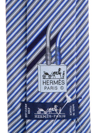 Hermès Blue Patterned Satin Tie