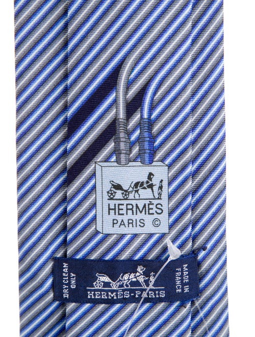 Hermès Blue Patterned Satin Tie