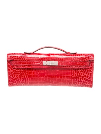 Hermès Shiny Porosus Crocodile Kelly Cut Clutch