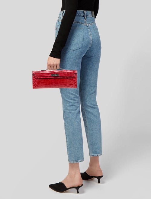 Hermès Shiny Porosus Crocodile Kelly Cut Clutch